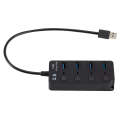 4 Ports USB 3.0 Hi Speed Multi Hub Expansion with Switch for PC & Laptop
