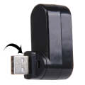 180 Degree Rotation USB Head 3 Ports USB 2.0 Portable HUB(Black)