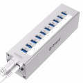 ORICO A3H10 Aluminum High Speed 10 Ports USB 3.0 HUB with Power Adapter for Laptops(Silver)