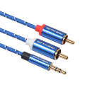 REXLIS 3610 3.5mm Male to Dual RCA Gold-plated Plug Blue Cotton Braided Audio Cable for RCA Input...