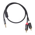 REXLIS 3635 3.5mm Male to Dual RCA Gold-plated Plug Black Cotton Braided Audio Cable for RCA Inpu...