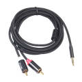 REXLIS 3635 3.5mm Male to Dual RCA Gold-plated Plug Black Cotton Braided Audio Cable for RCA Inpu...
