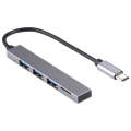 T-818 TF + 3 x USB 3.0 to USB-C / Type-C HUB Adapter (Silver Grey)