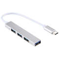T-818 4 x USB 3.0 to USB-C / Type-C HUB Adapter (Silver)