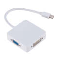 3 in 1 Mini DP Male to HDMI + VGA + DVI Female Square Adapter, Cable Length: 18cm (White)