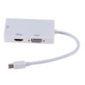 Mini DP to HDMI + DVI + VGA Rectangle Multi-function Converter, Cable Length: 28cm(White)