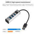 USB to 4 USB 3.0 Ports Aluminum Alloy HUB with Switch(Silver)