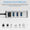 USB to 4 USB 3.0 Ports Aluminum Alloy HUB with Switch(Silver)