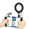 PULUZ 2 in 1 Vlogging Live Broadcast Smartphone Video Rig + 4.7 inch 12cm Ring LED Selfie Light K...