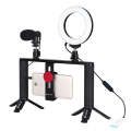 PULUZ 4 in 1 Vlogging Live Broadcast 4.7 inch 12cm Ring LED Selfie Light Smartphone Video Rig Han...