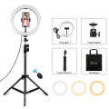 PULUZ 10.2 inch 26cm Ring Light + 1.1m Tripod Mount USB 3 Modes Dimmable Dual Color Temperature L...
