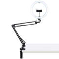 PULUZ 10.2 inch 26cm Ring Curved Light + Desktop Arm Stand USB 3 Modes Dimmable Dual Color Temper...