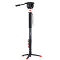PULUZ Four-Section Telescoping Aluminum-magnesium Alloy Self-Standing Monopod + Fluid Head with S...