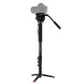 PULUZ Four-Section Telescoping Aluminum-magnesium Alloy Self-Standing Monopod + Fluid Head with S...