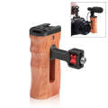 PULUZ 3/8 inch Screw Universal Camera Wooden Side Handle with Cold Shoe Mount for Camera Cage Sta...