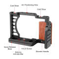 For Sony ZV-E1 PULUZ Wood Handle Metal Camera Cage Stabilizer Rig