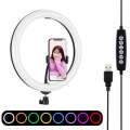 PULUZ 11.8 inch 30cm Curved Surface USB 10 Modes 8 Colors RGBW Dimmable LED Ring Vlogging Photogr...