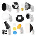 Falcon Eyes SG-100 Speedlite Accessories-kit, Universal Adapter Mount / Barndoor / Snoot/ Honeyco...