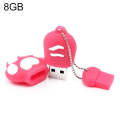 8GB Bear Paw Shaped Silicone USB 2.0 Flash Disk with Anti Dust Cup(Red plum)