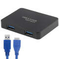 CR-H302 Mirror Surface 4 Ports USB 3.0 Super Speed 5Gbps HUB + 60cm USB 3.0 Transmission Cable(Bl...