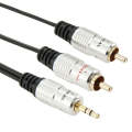 3.5mm Jack Stereo to 2 RCA Male Audio Cable, Length: 3m