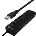 7 Ports USB 3.0 Hub with Individual Switches for each Data Transfer Ports(Black)