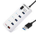 4 Ports USB 3.0 + 1 Port Fast Charging Hub with ON/OFF Switch (BYL-3011)(White)