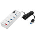 4 Ports USB 3.0 + 1 Port Fast Charging Hub with ON/OFF Switch (BYL-3011)(White)