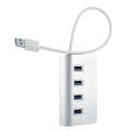 High Speed 5Gbps 4 Ports USB 3.0 HUB Portable Aluminum USB Splitter, Support 2TB(Silver)