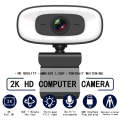 C10 2K HD Without Distortion 360 Degrees Rotate Three-speed Fill Light USB Free Drive Webcams, Bu...