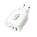 40W Dual PD + QC3.0 Ports Travel Charger for Mobile Phone Tablet(White EU Plug)