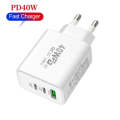 40W Dual PD + QC3.0 Ports Travel Charger for Mobile Phone Tablet(White EU Plug)