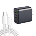 40W Dual PD + QC3.0 Ports Travel Charger with Type-C to Type-C Data Cable(US Plug)