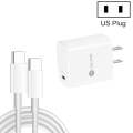 PD11 Single PD3.0 USB-C / Type-C 20W Fast Charger with 1m Type-C to Type-C Data Cable, US Plug(Wh...