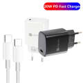 PD11 Single PD3.0 USB-C / Type-C 20W Fast Charger with 1m Type-C to Type-C Data Cable, EU Plug(Wh...