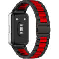 For Samsung Galaxy Fit 3 SM-R390 Three Bead Stainless Steel Metal Watch Band(Black+Red)