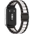 For Samsung Galaxy Fit 3 SM-R390 Three Bead Stainless Steel Metal Watch Band(Black+Silver)