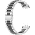 For Samsung Galaxy Fit 3 SM-R390 Three Bead Stainless Steel Metal Watch Band(Silver+Black)