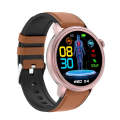 ET470 1.39 inch Color Screen Smart Watch Leather Strap, Support Bluetooth Call / ECG(Brown)