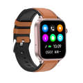 ET570 1.96 inch Color Screen Smart Watch Leather Strap, Support Bluetooth Call / ECG(Brown)