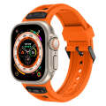 For Apple Watch Ultra 49mm Breathable Stainless Steel Mesh TPU Watch Band(Orange Black)