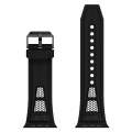 For Apple Watch SE 2022 44mm Breathable Stainless Steel Mesh TPU Watch Band(Black Black)