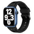 For Apple Watch Series 7 45mm Breathable Stainless Steel Mesh TPU Watch Band(Black Black)