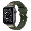 For Apple Watch Series 6 44mm Breathable Stainless Steel Mesh TPU Watch Band(Green Titanium)