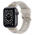 For Apple Watch Series 6 44mm Breathable Stainless Steel Mesh TPU Watch Band(Starlight Titanium)