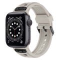 For Apple Watch Series 6 44mm Breathable Stainless Steel Mesh TPU Watch Band(Starlight Black)