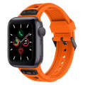 For Apple Watch Series 5 44mm Breathable Stainless Steel Mesh TPU Watch Band(Orange Black)