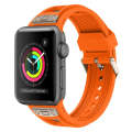 For Apple Watch Series 3 42mm Breathable Stainless Steel Mesh TPU Watch Band(Orange Titanium)