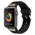 For Apple Watch Series 3 42mm Breathable Stainless Steel Mesh TPU Watch Band(Black Titanium)