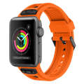 For Apple Watch Series 3 42mm Breathable Stainless Steel Mesh TPU Watch Band(Orange Black)